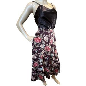 Koret Petites VTG Midi Skirt Women SZ 6P Autumn Fall Floral Pockets Boho Hippie